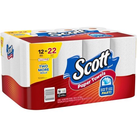 SCOTT Scott Roll Paper Towels, White, 2 PK KCC38869CT